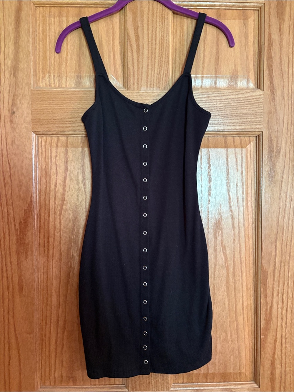 Kendall & Kylie Black Mini Dress with Front Eyelet Detail